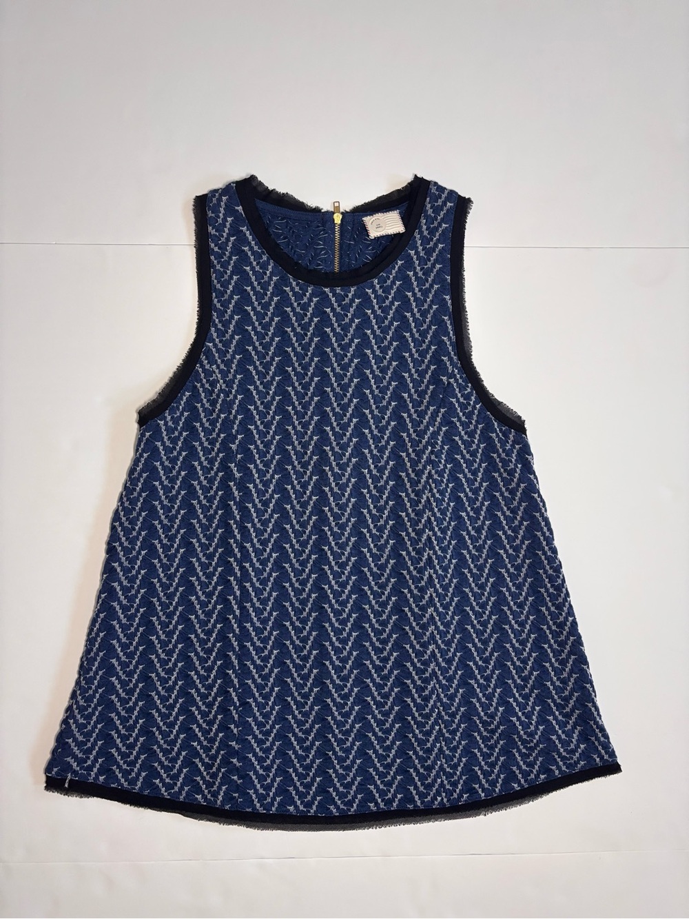 Anthropologie 9-H15 STCL Navy White Textured Swing Tank Small